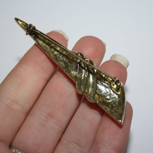 Beautiful vintage gold brooch 3" - Picture 2 of 4